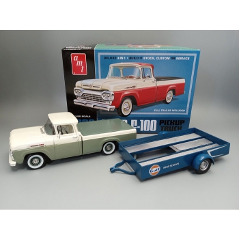 Plastikmodell – Auto 1:25 1960 Ford F-100 Pickup mit Anhänger – AMT1407